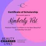 Scholarship Winner Beauty Changes Lives