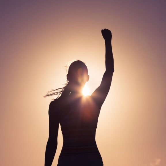 Successful woman achieving goals